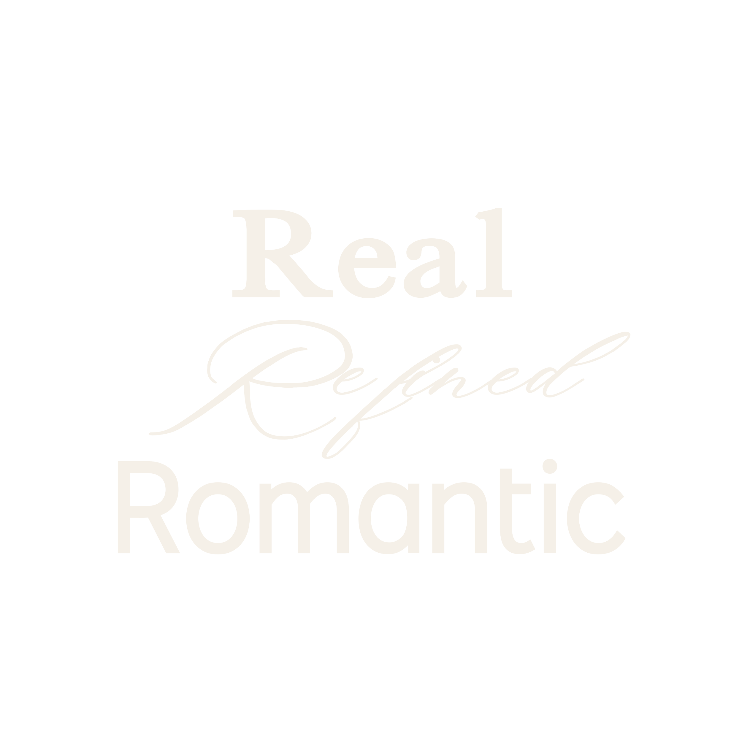 Text graphic with the phrase 'Real Refined Romantic' in a mix of bold and cursive fonts on a black background.