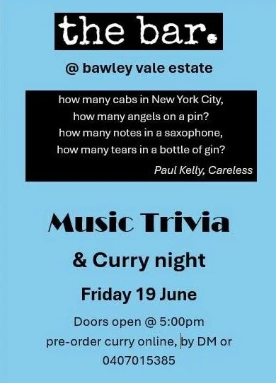music trivia @ Bawley vale estate