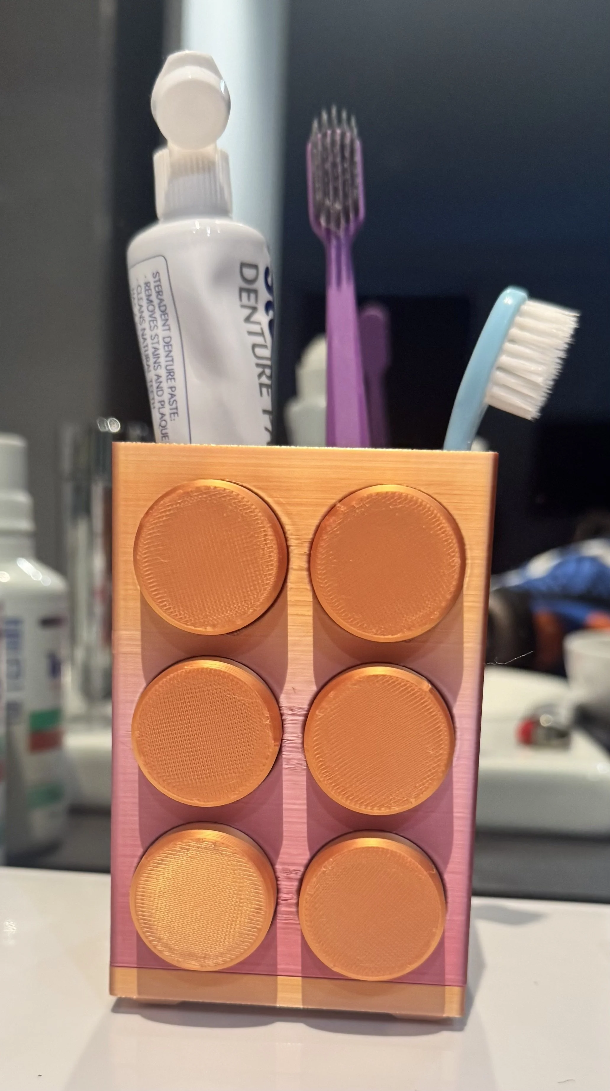 Building Brick Inspired Toothbrush & Toothpaste Holder