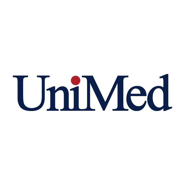 UniMed logo in navy blue font with a red dot over the 'i'