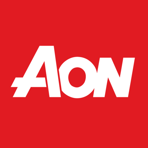 A red background with the white Aon logo in the center.