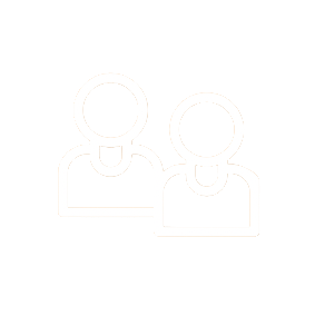Icon of two generic people figures, one wearing a headset.