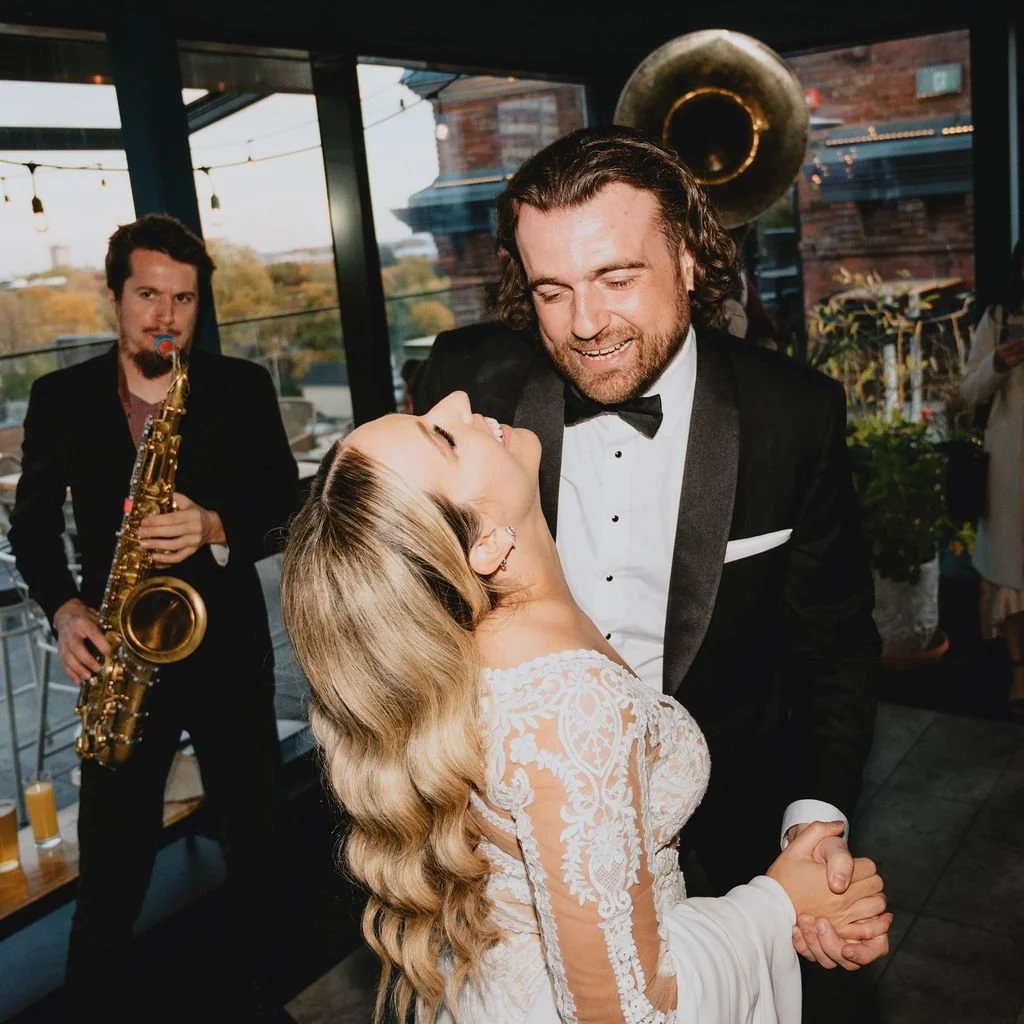 Horns performing the first dance for a bride and groom at the Broadview Hotel. The band is playing their favourite song!