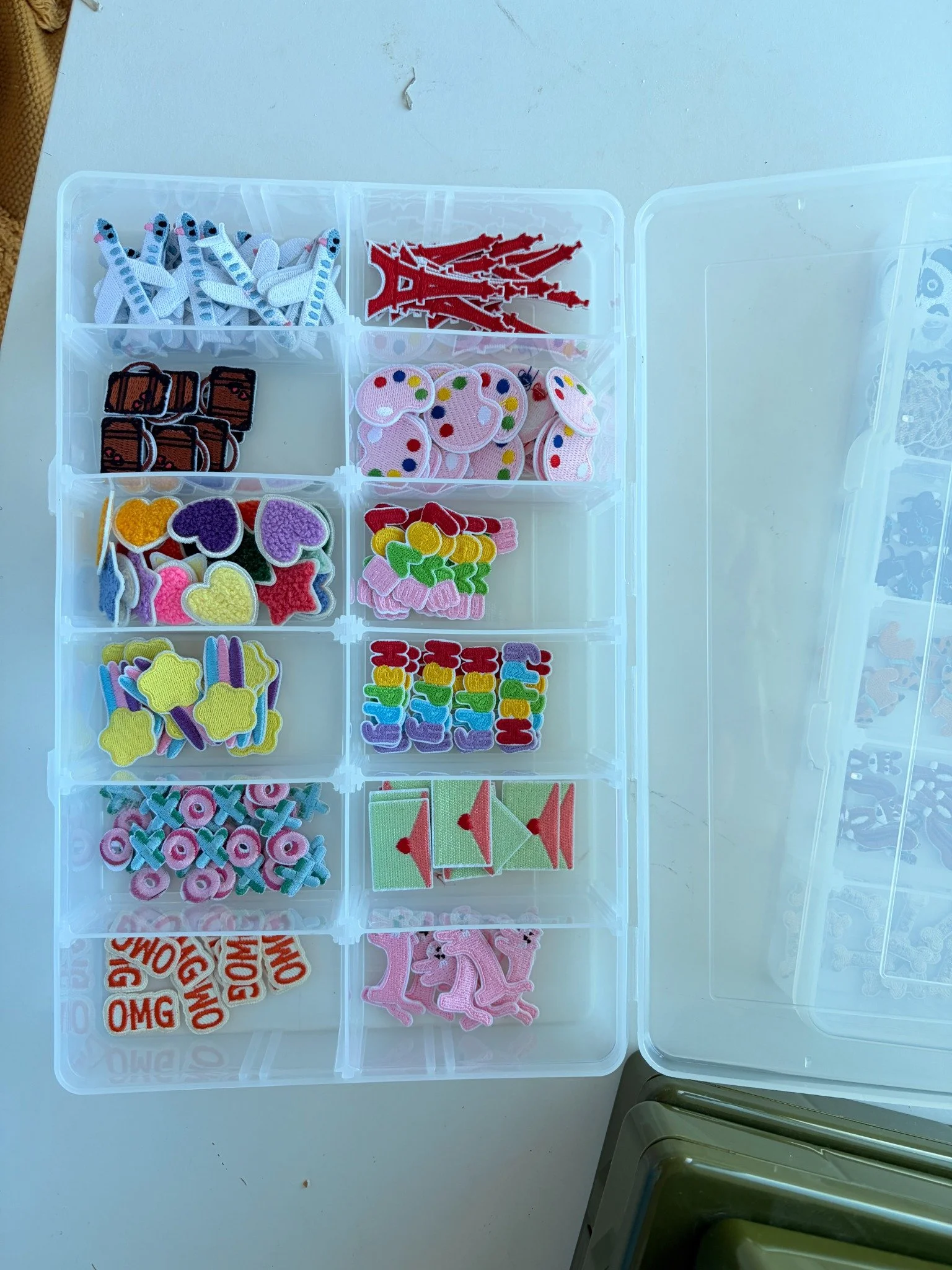 Photo 3 · Rainbow Daydream & travel extras — colourful hearts, stars, shooting stars, rainbow lettering, paint palette, plane, Eiffel Tower, suitcase, flowers, envelope, OMG and roller skate.