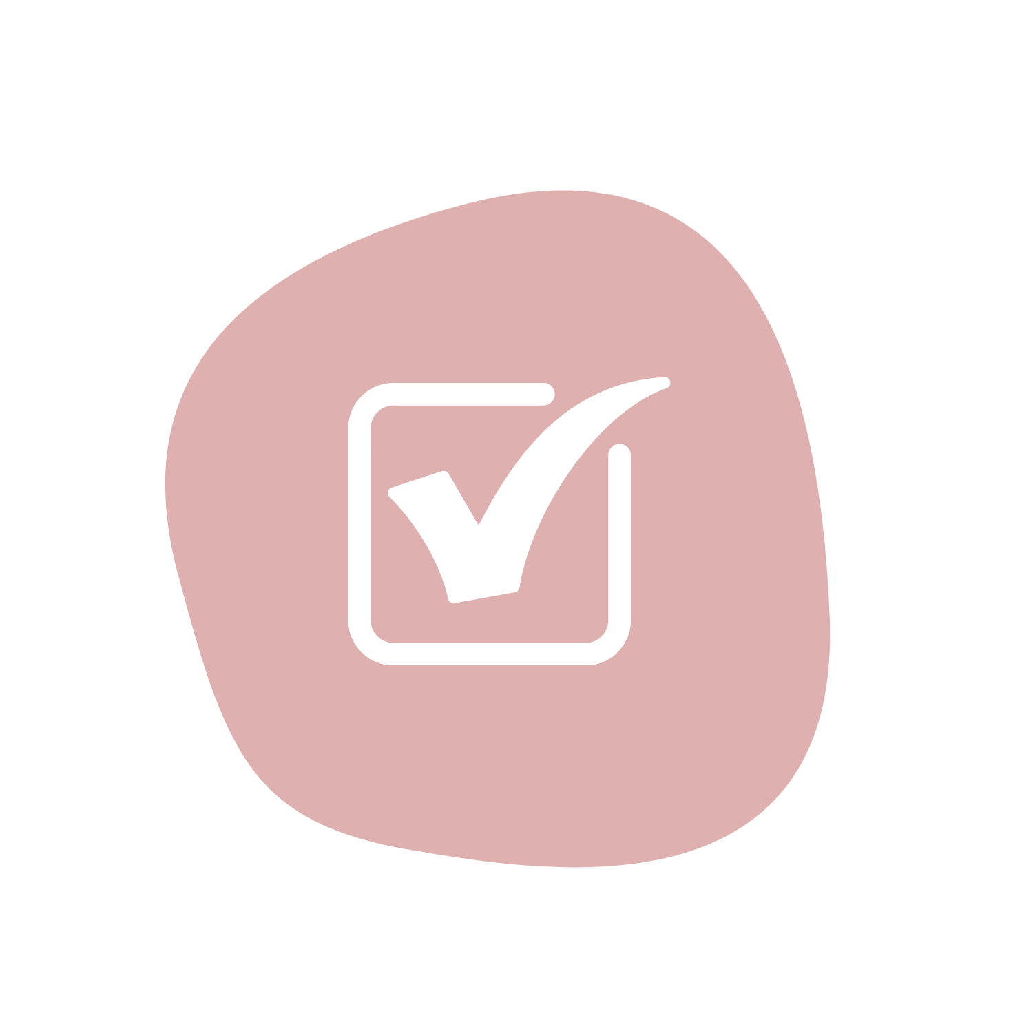 Illustration of a check icon on a pink background