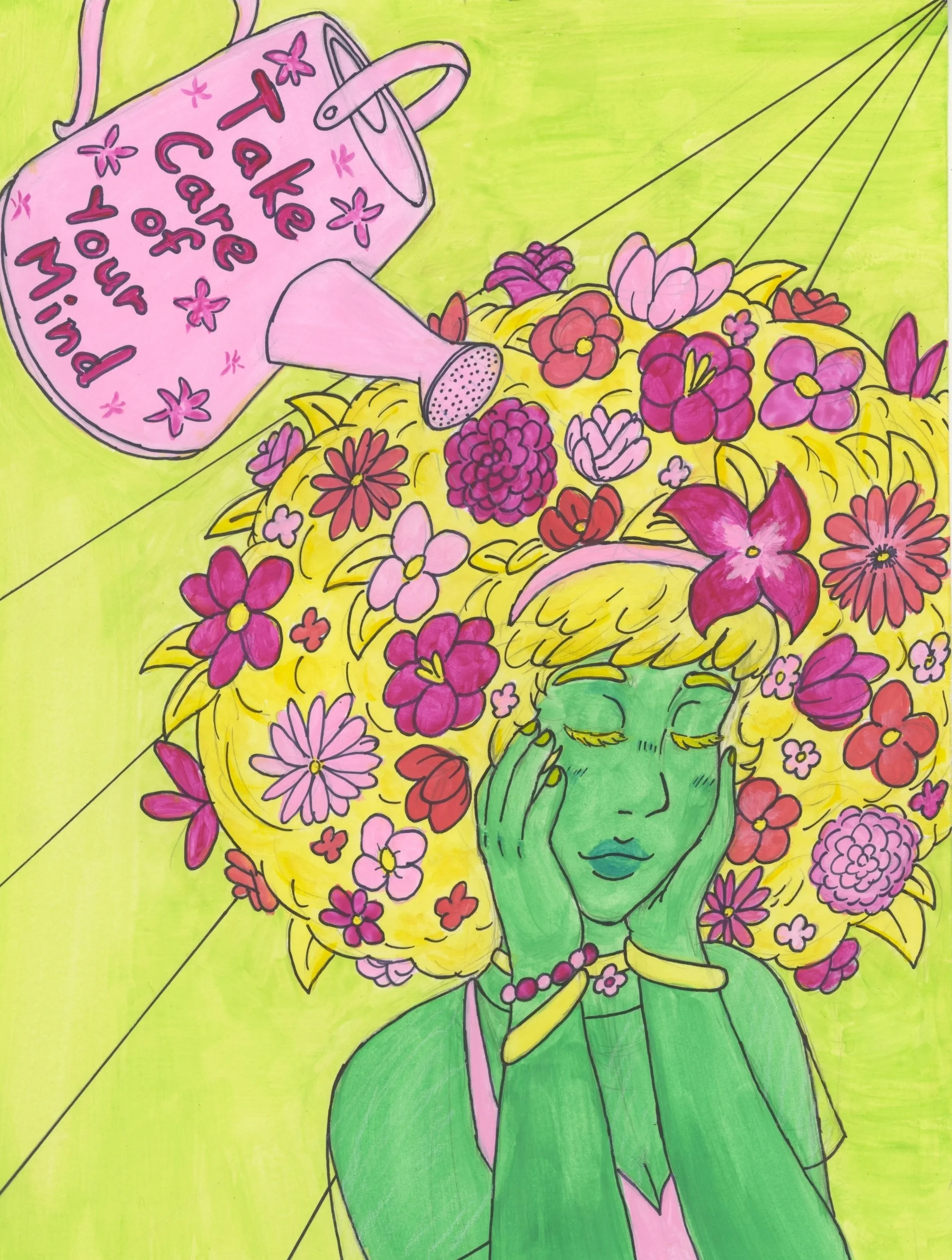 Take Crae of Your Mind, 2024, Gouache