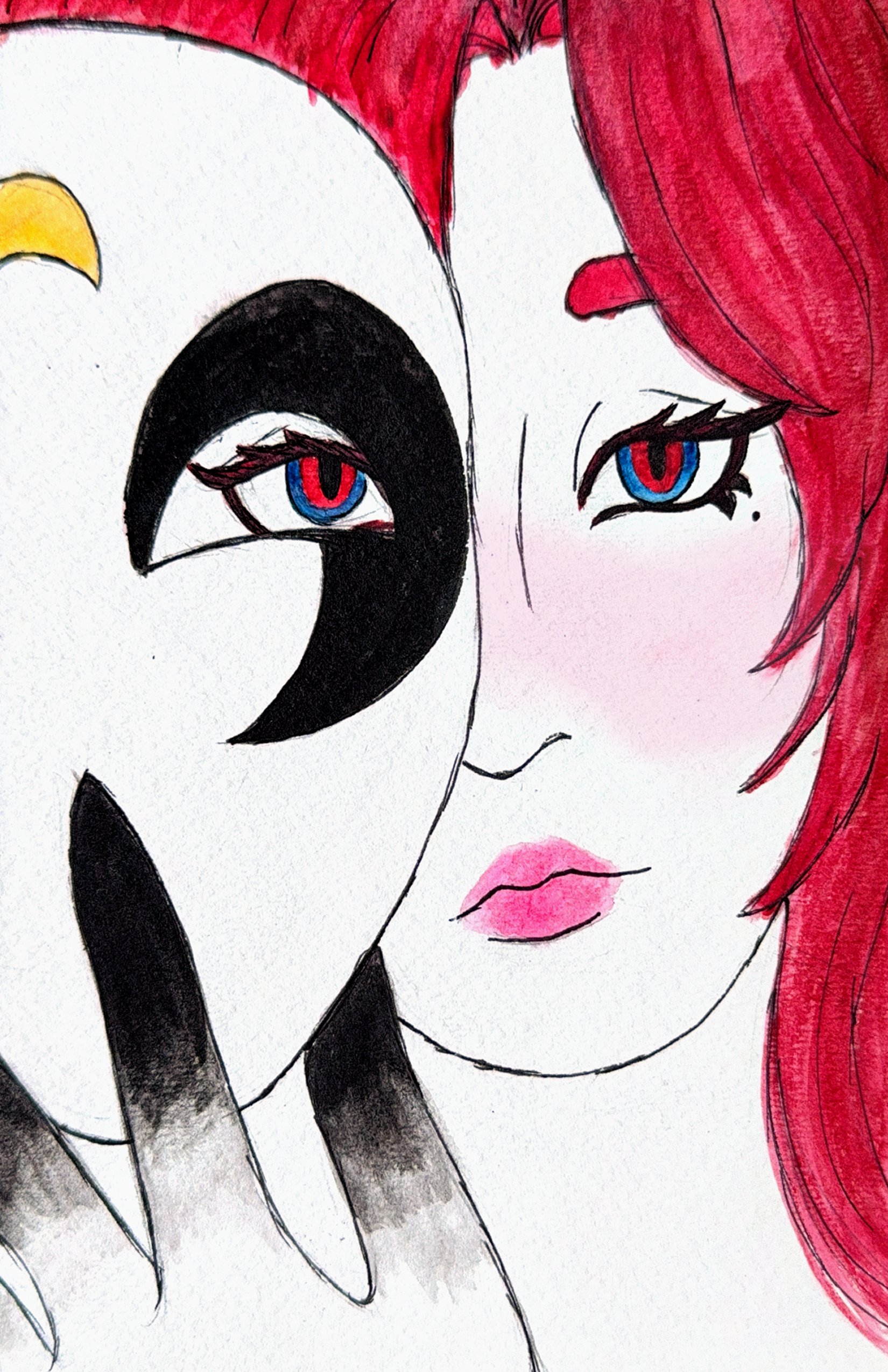 Beneath the Mask, 2025, Watercolor + Ink