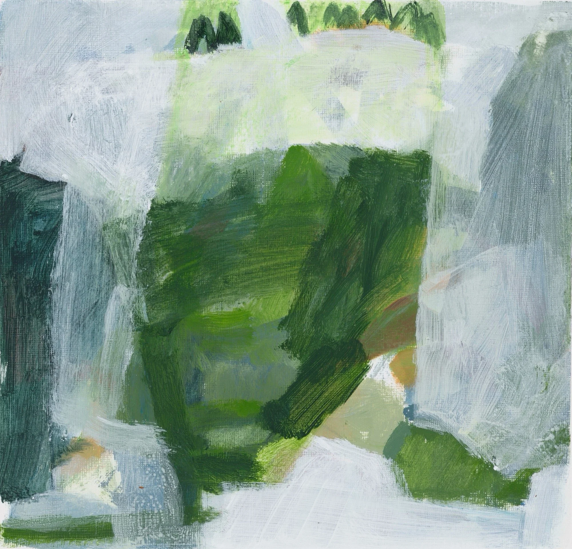 Hiding In The Lefka Ori (White Mountains), 2025-26, acrylic on canvas paper, 25.5 x 25.5cm