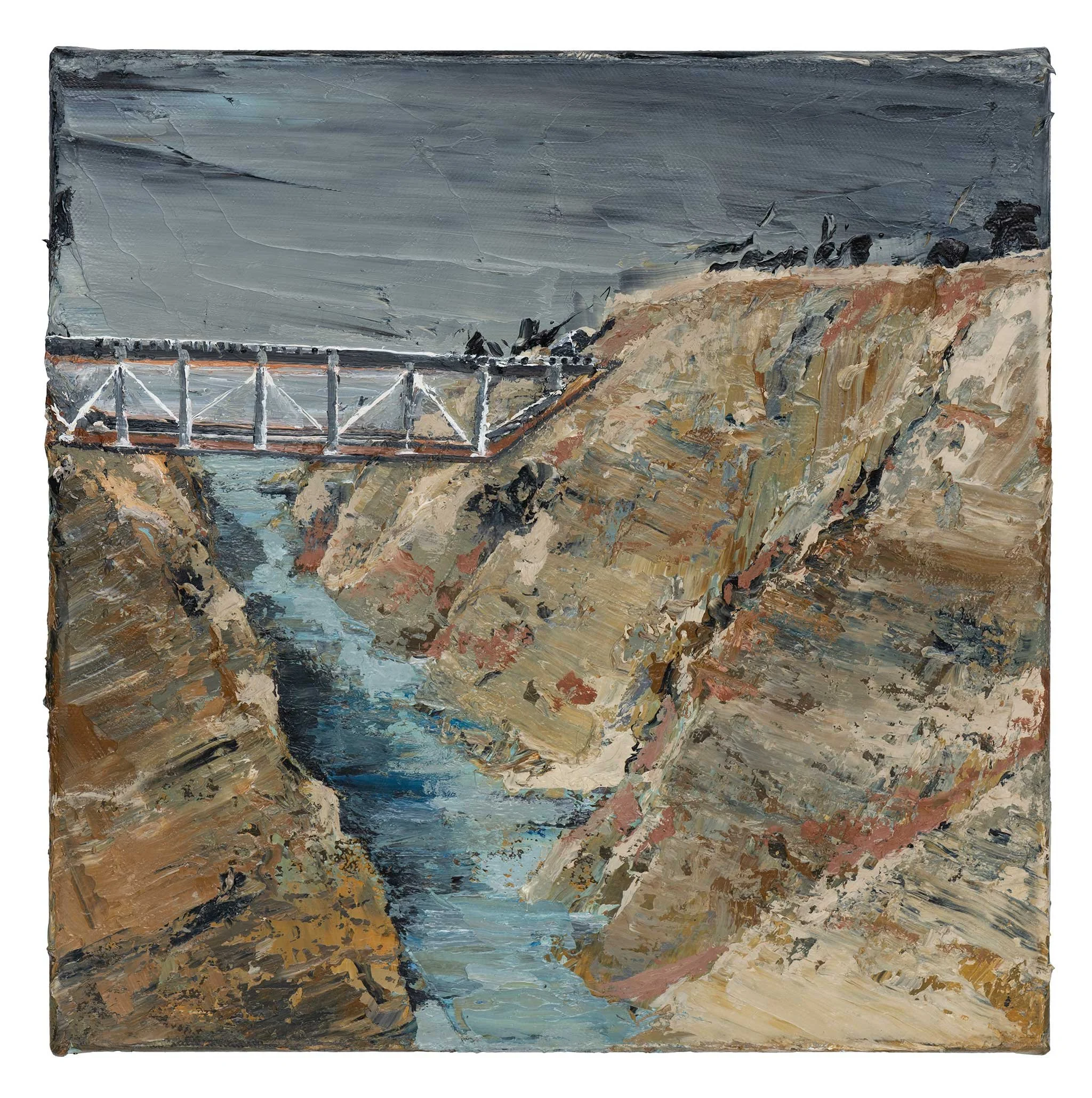 The Gorge, 2026, oil on canvas, 30x30cm, framed. 