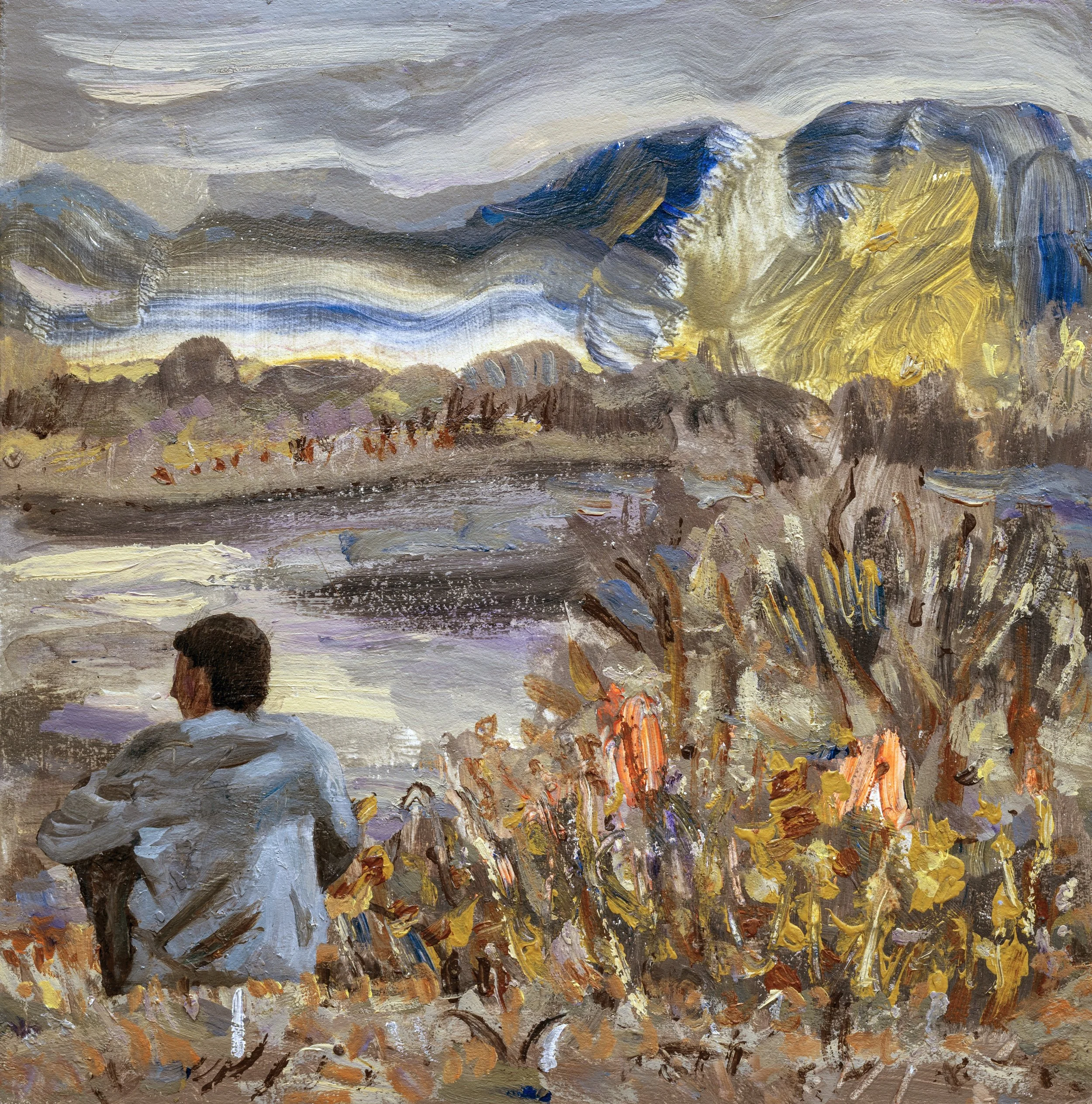 Tempe Gorge - Greek Prayers, 2025_26, Acrylic on Moulin du Gué paper, 25 x 25cm