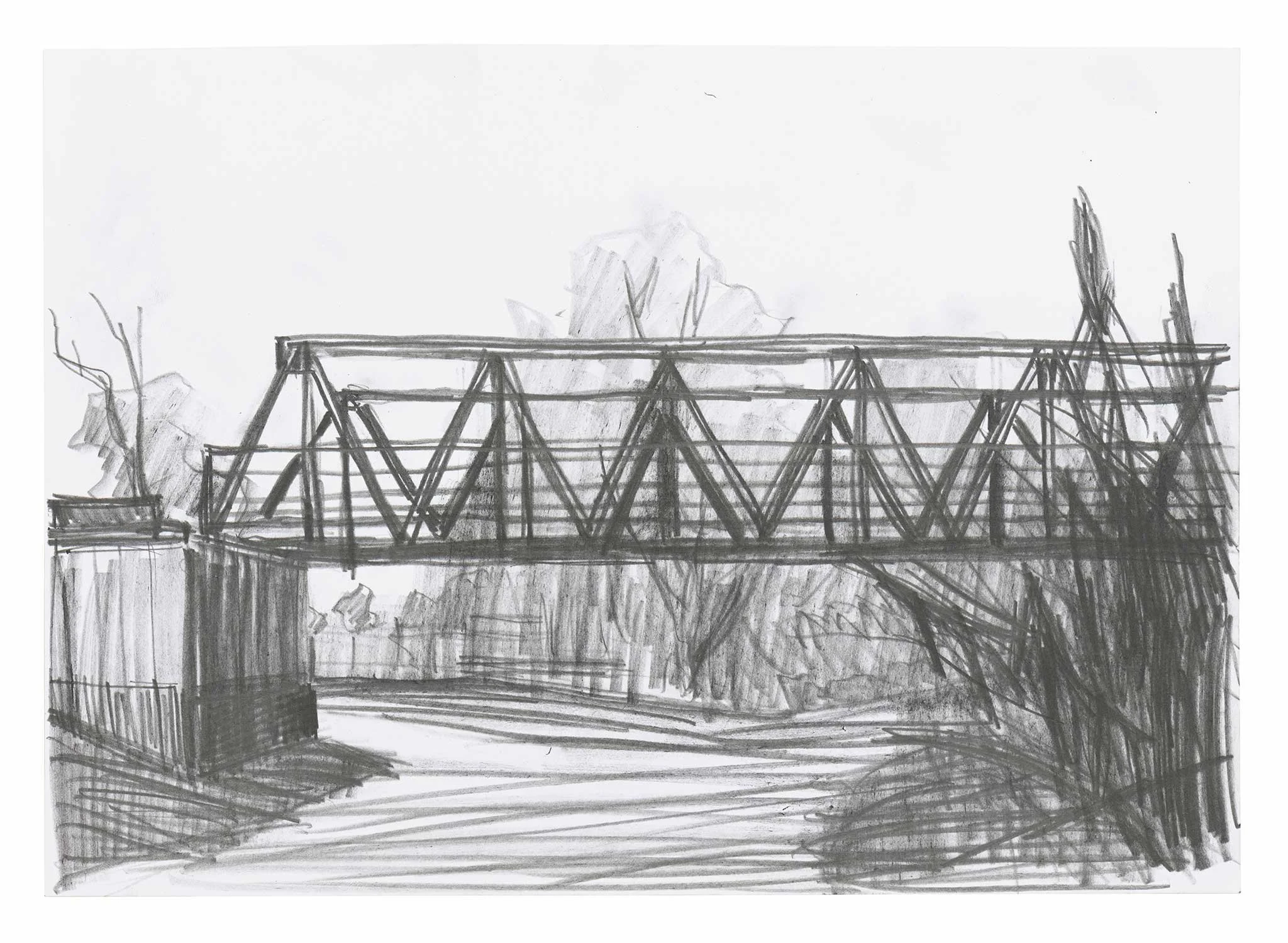 Tavronitis River Bridge, Graphite on paper, 2025, 21 x 29cm
