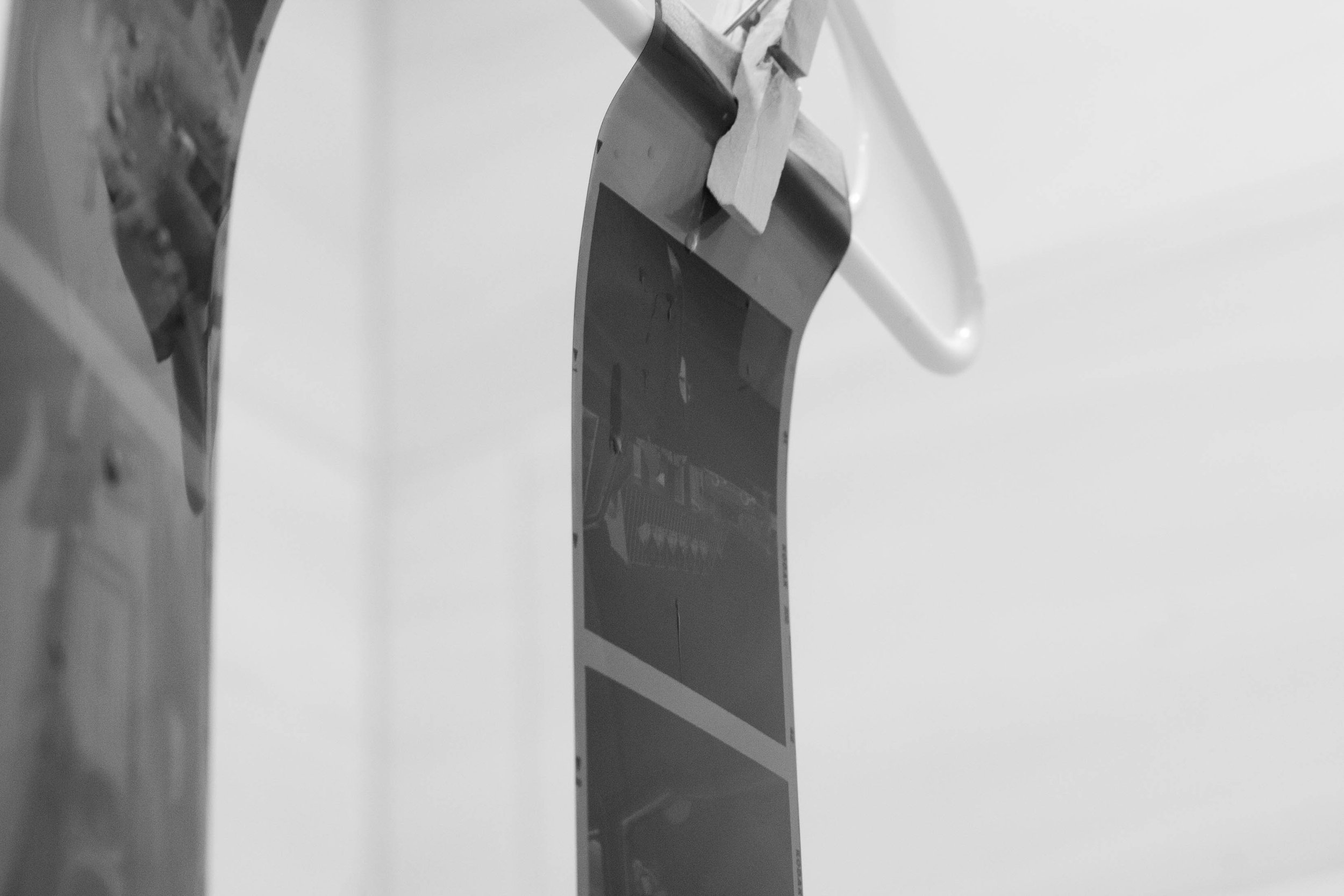 A couple of film negatives hanging up to dry