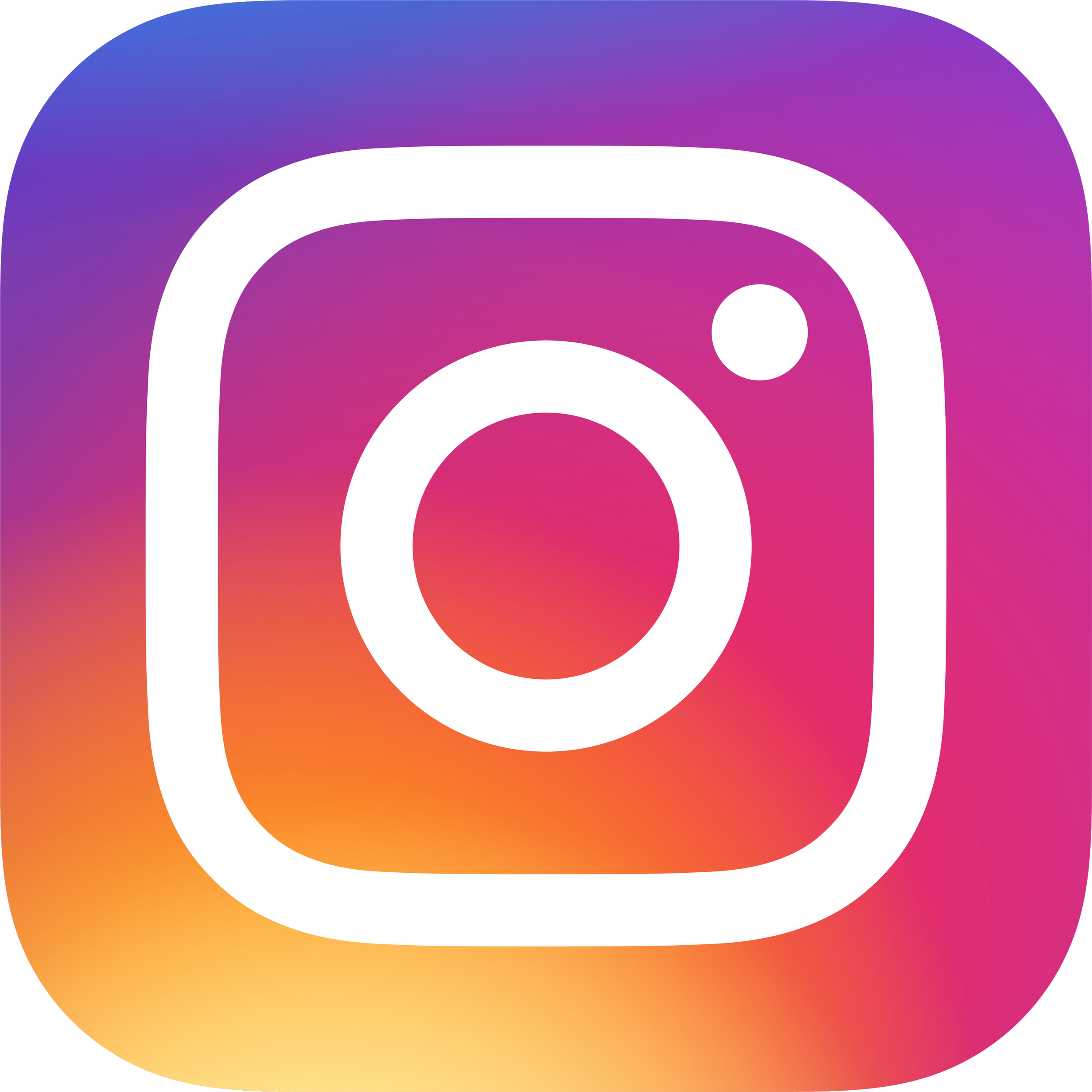 Instagram logo with a gradient background of purple, pink, orange, and yellow.