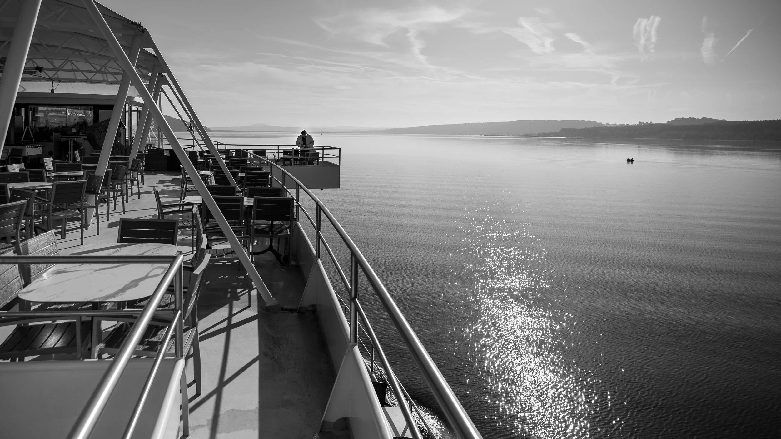 A quiet crossing beneath soft morning light