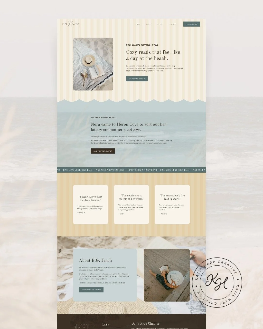 Beachy author website design home page