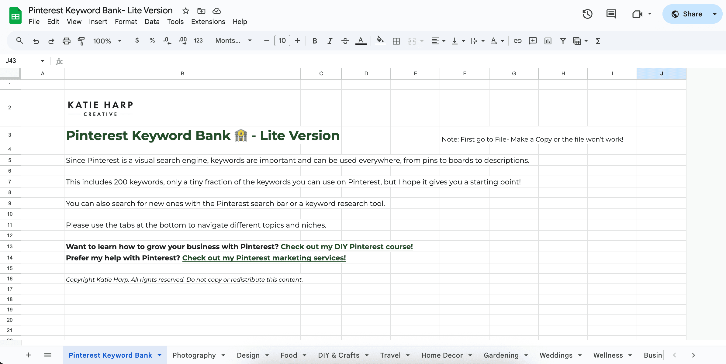 Pinterest Keyword Bank