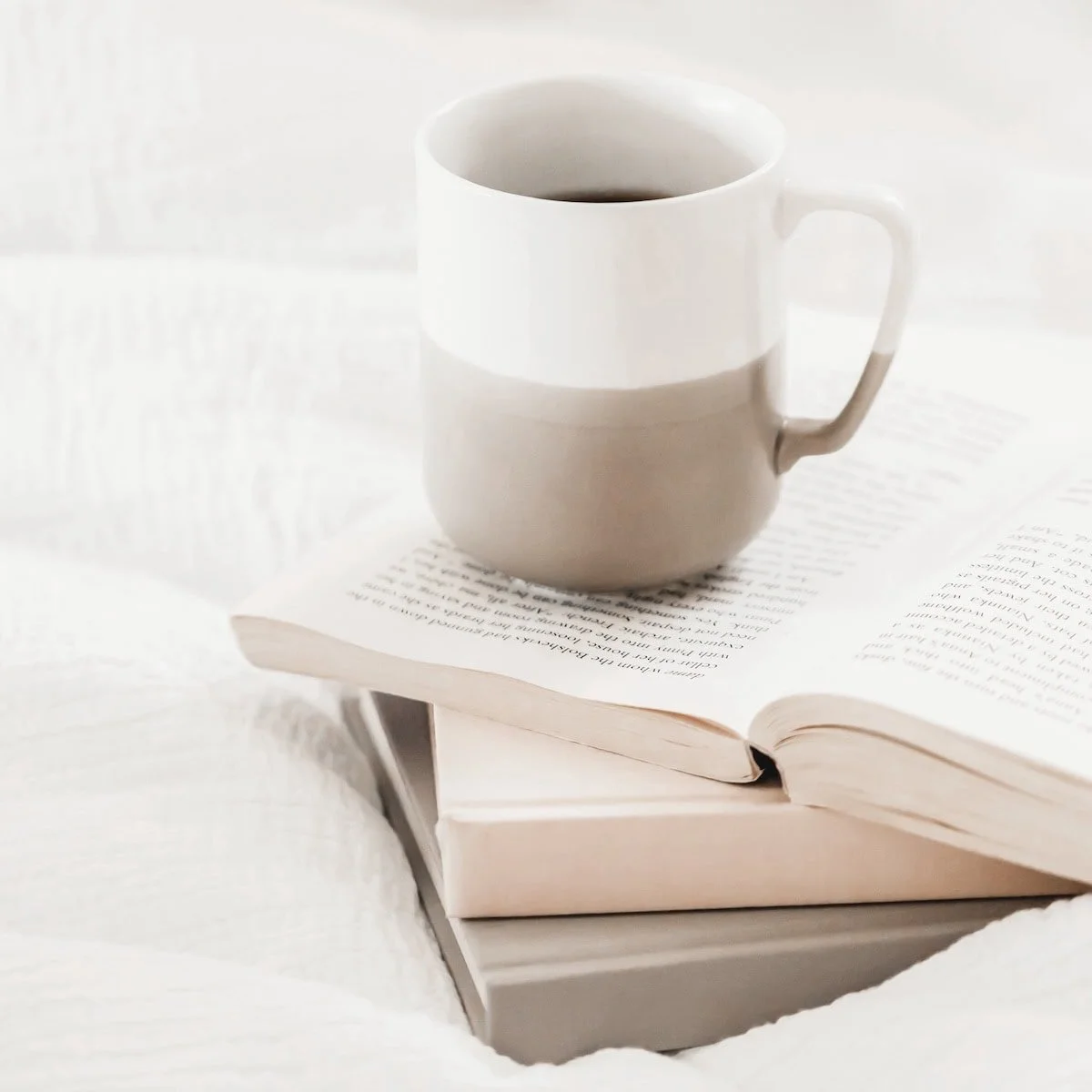 Mug on a stack of books