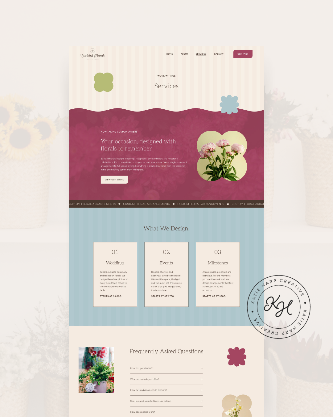 Florist website design services page