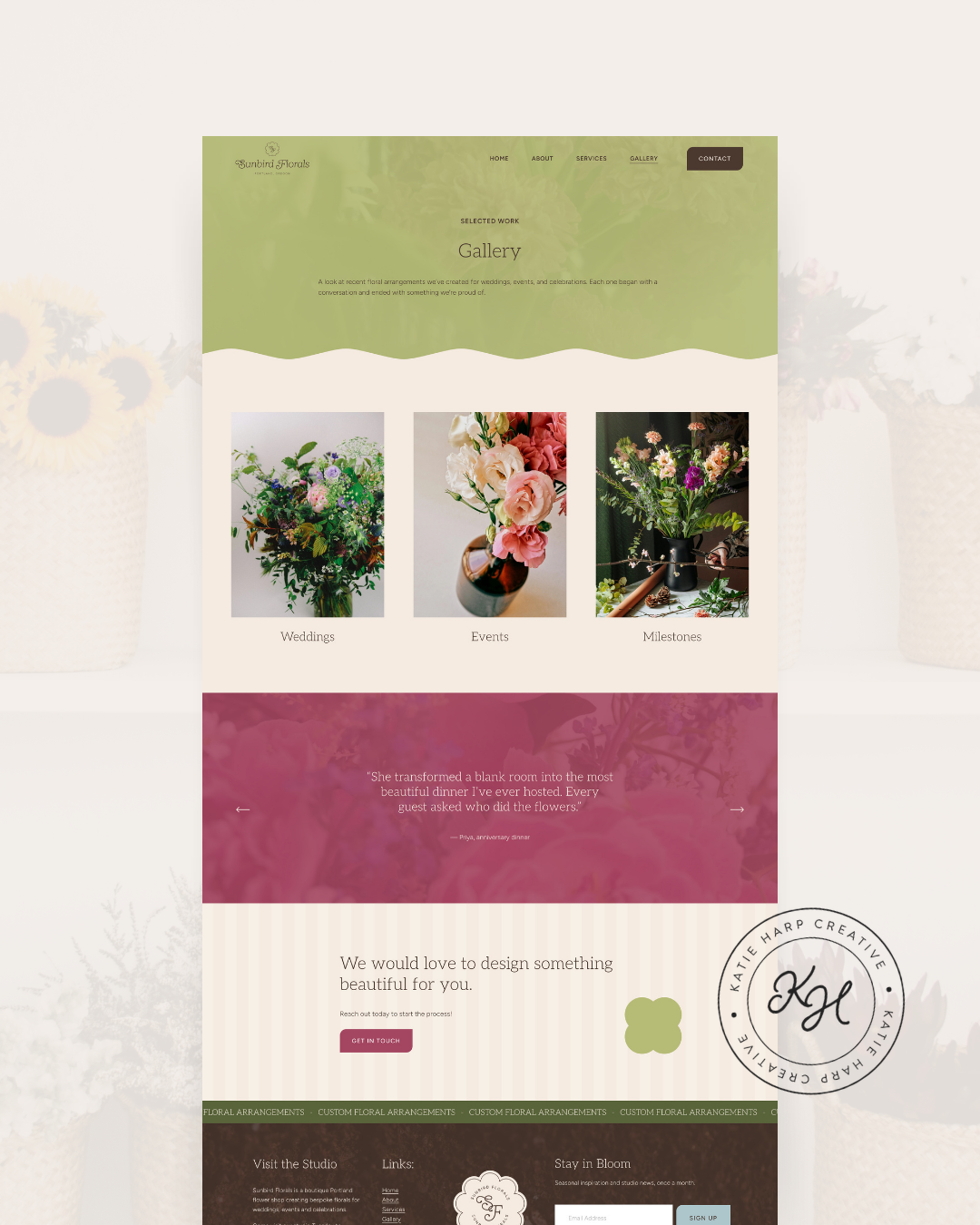 Florist website design gallery page
