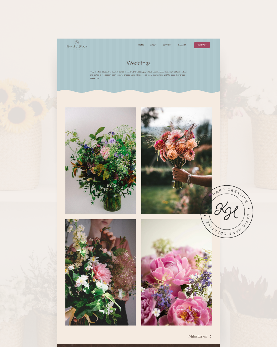 Florist website design weddings page