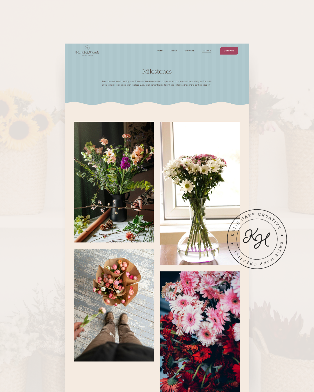 Florist website design milestones page