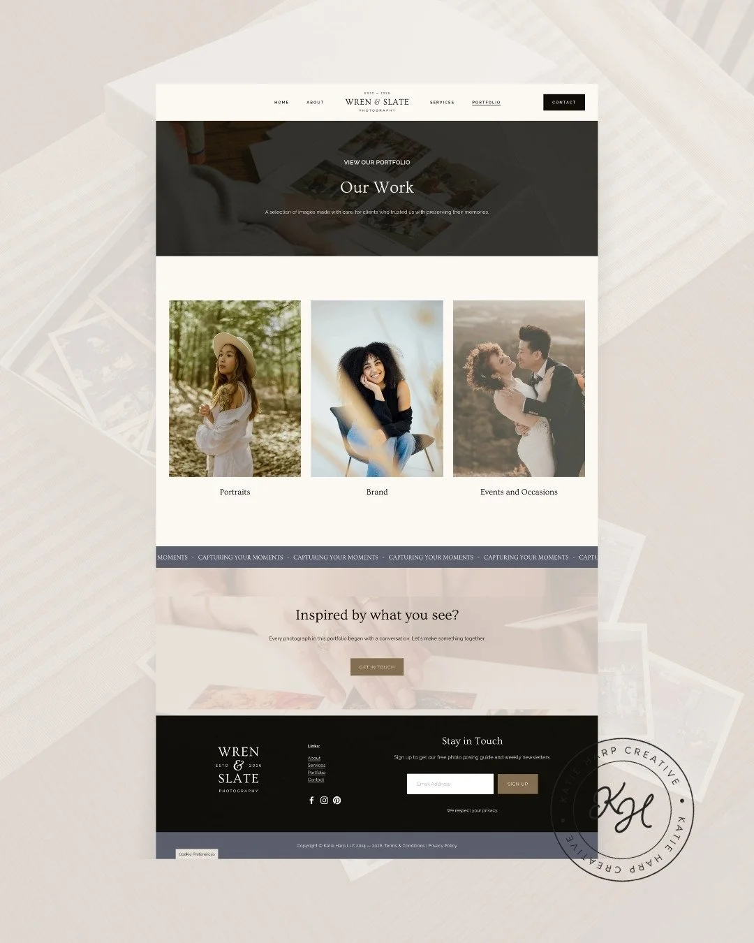 Photographer website design our portfolio page