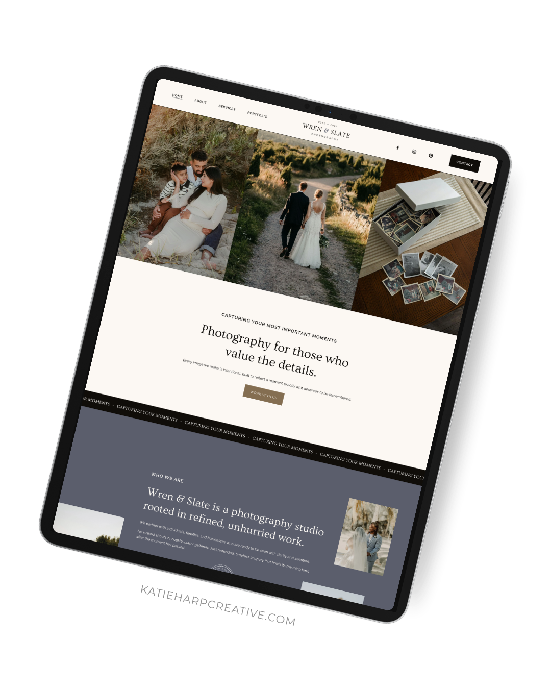 Photography website design home page