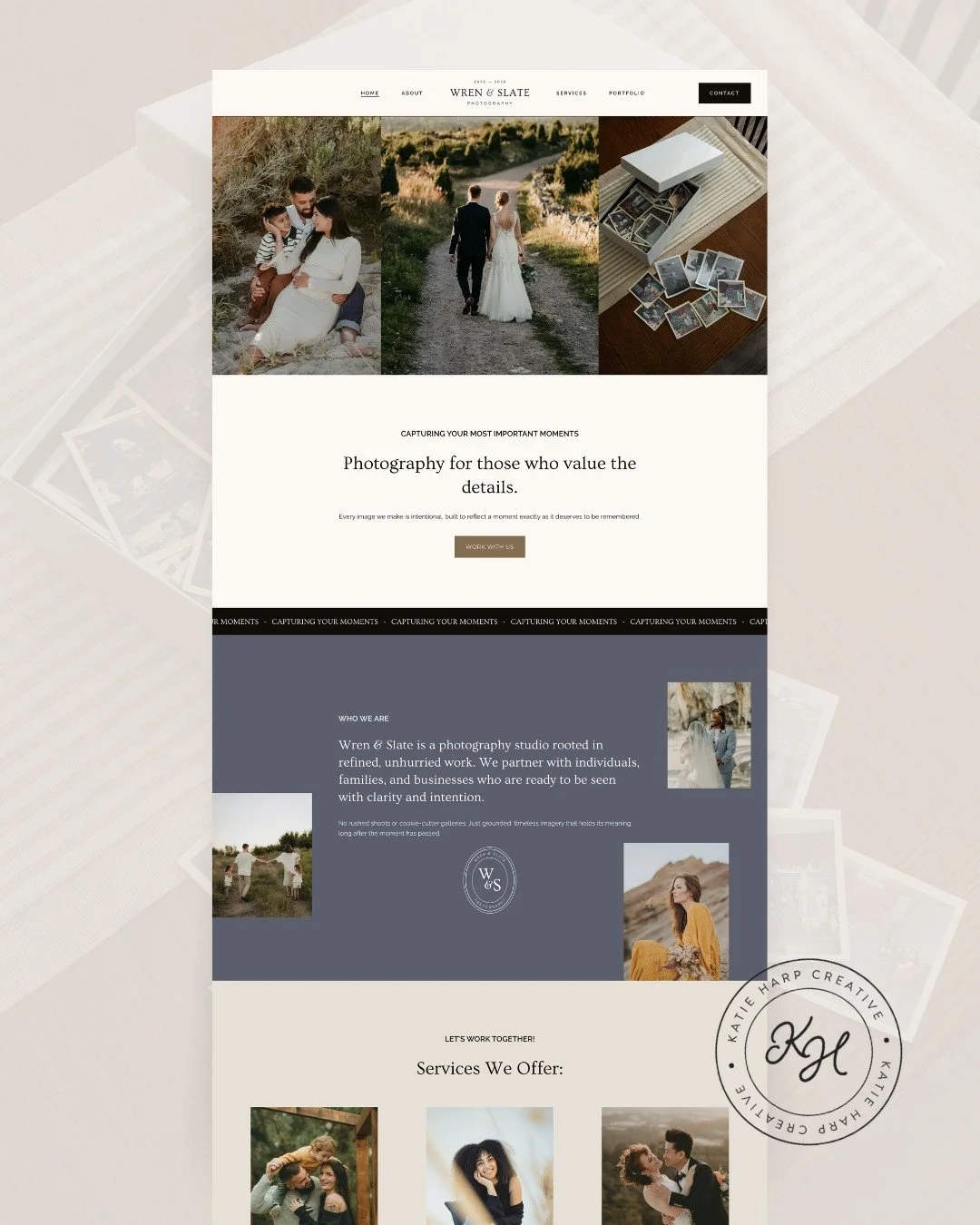 Photographer website design home page