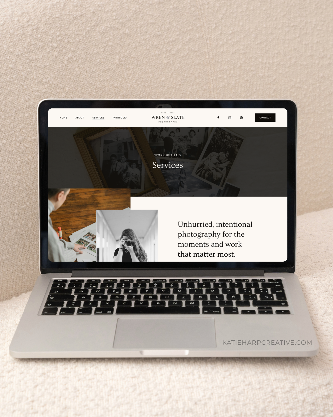 Photography website services page