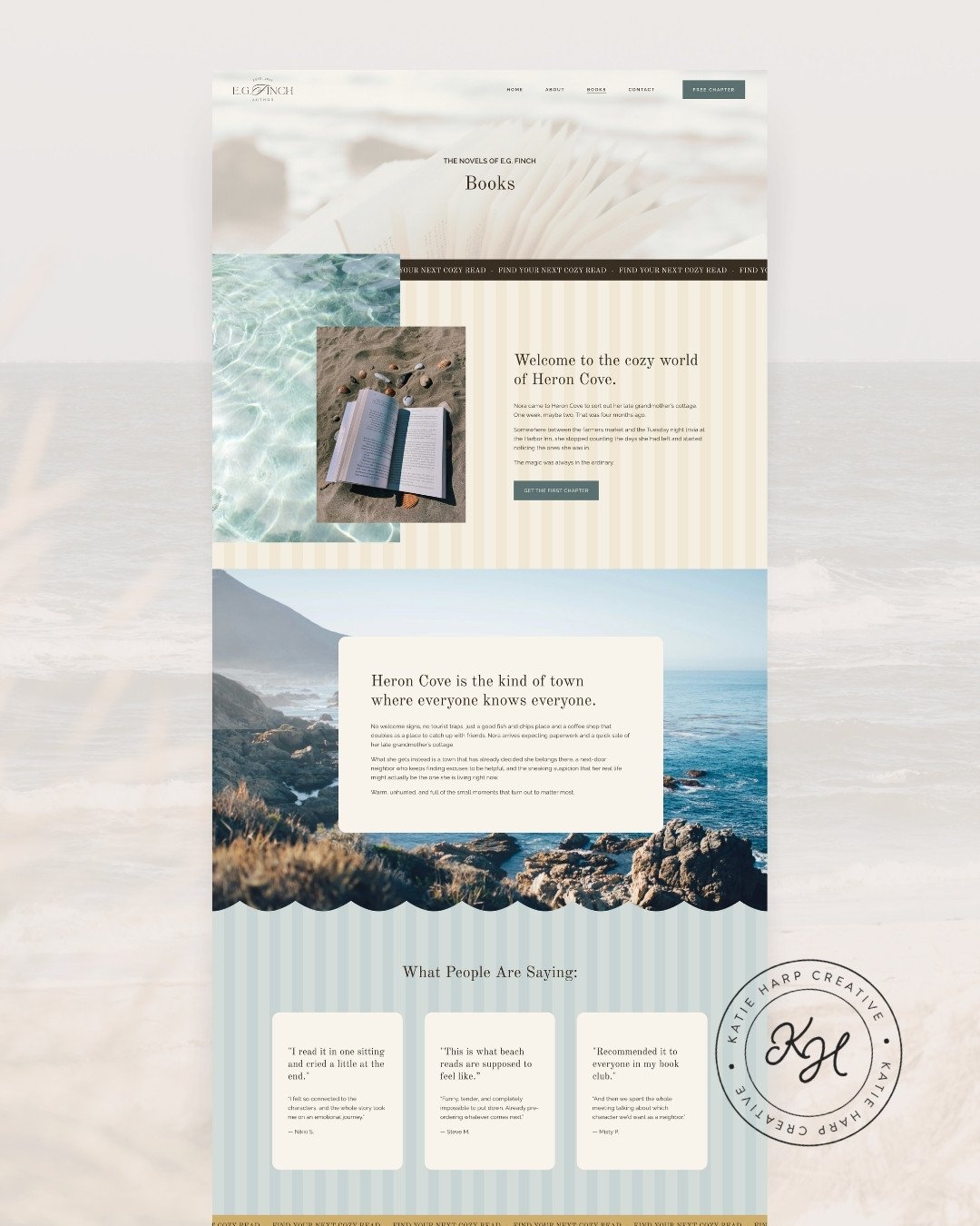Beachy author website design books page