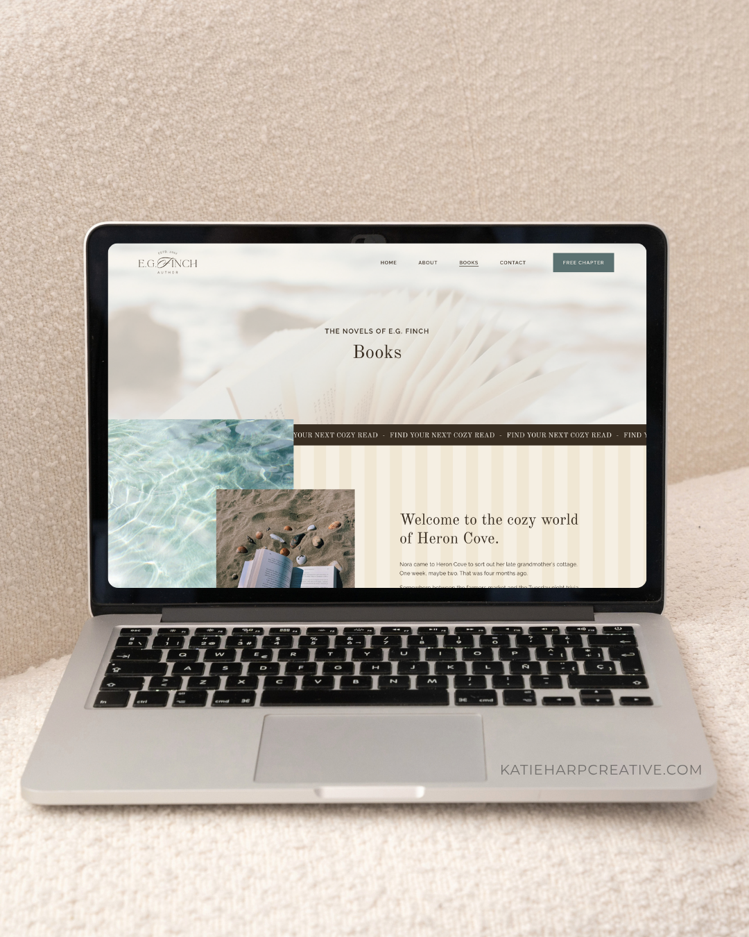 Beachy author website mockup