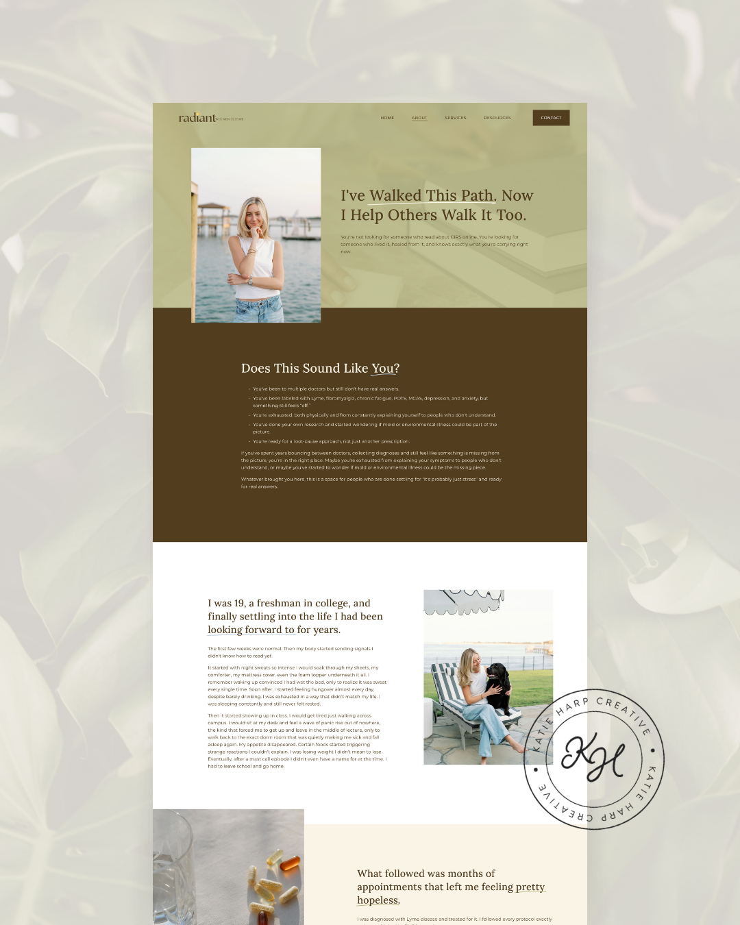 Health coach website design about page