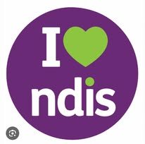 Graphic with purple background and white and green text saying 'I love NDIS'.