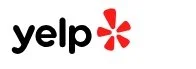 Yelp logo with black text and a red star-shaped icon