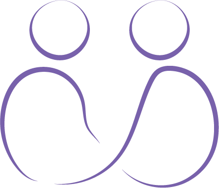 Breaking Limits icon representing peer support, abstract two-person connected design in purple