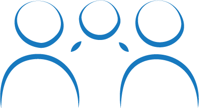 “Breaking Limits icon representing focused advisory support, abstract connected group design in blue