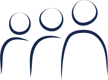 Breaking Limits icon representing training and workshops, abstract group design in navy blue