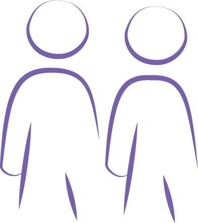 Breaking Limits icon representing carers and parents, abstract two-person design in purple