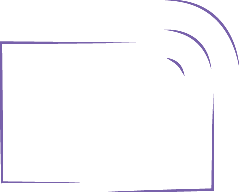 Breaking Limits icon representing telehealth and online support, abstract screen design in purple