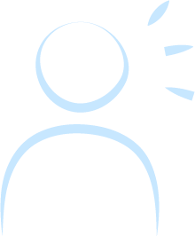 Breaking Limits icon representing speaking engagements, abstract person with emphasis design in light blue