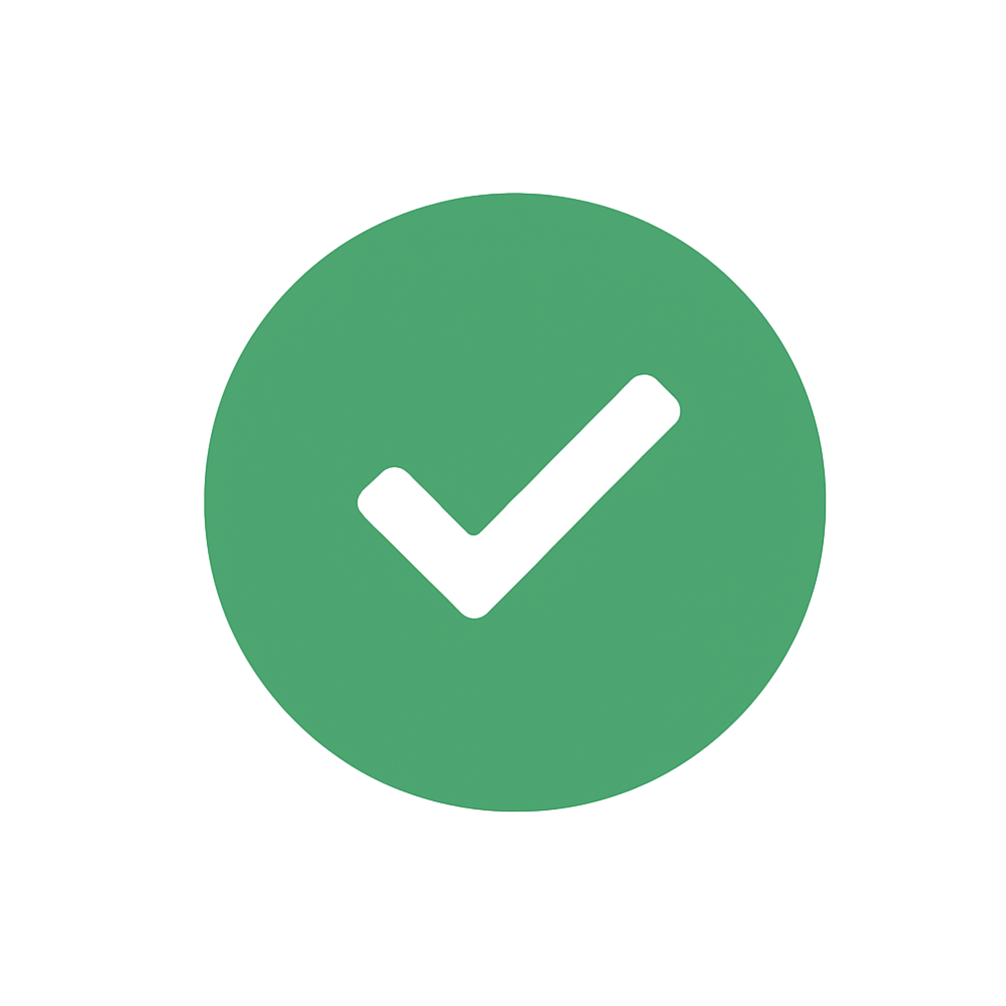 Green circle with white check mark inside.
