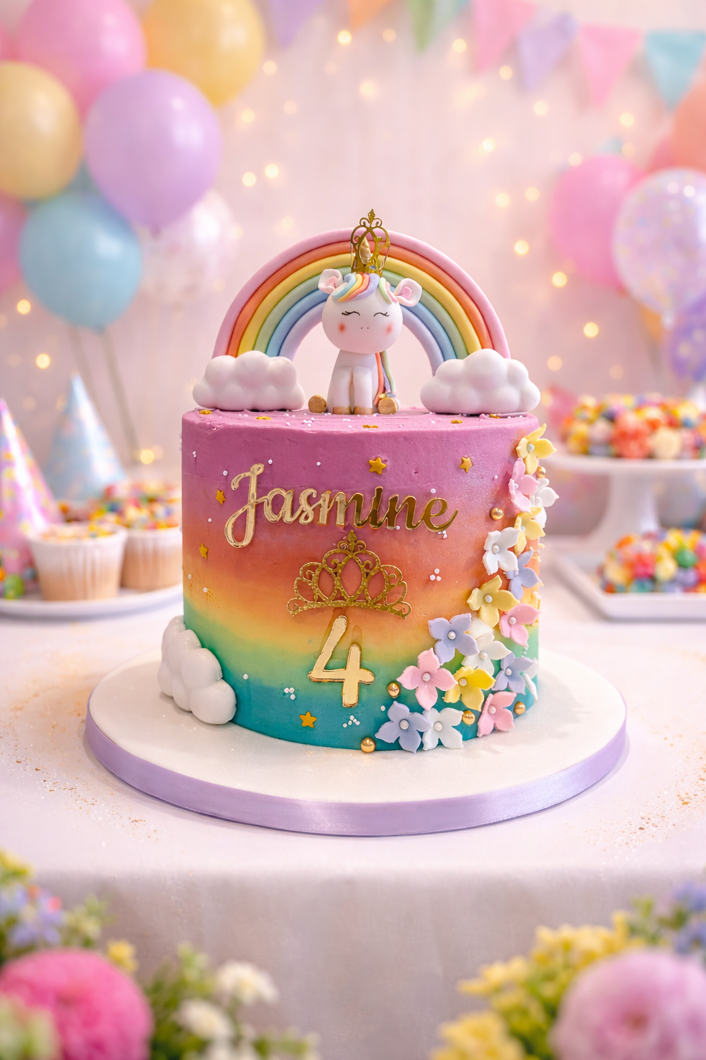 Rainbow Unicorn Princess Cake