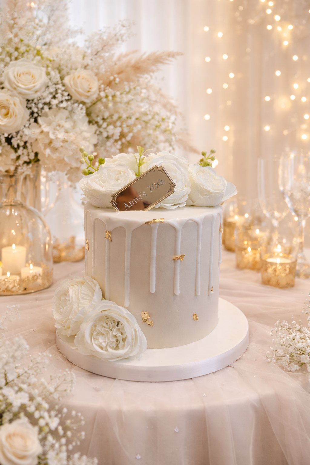 Elegant White & Gold Celebration Cake