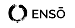 Enso logo featuring a black circular brushstroke and the word 'ENSÔ' in bold black letters.