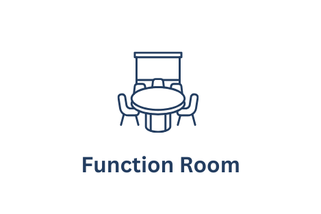 Illustration of a round table with four chairs and a window, labeled 'Function Room'.