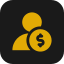 Icon of a dollar sign inside a yellow circle with a gray background