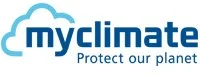 Logo von myclimate mit dem Slogan 'Protect our planet'