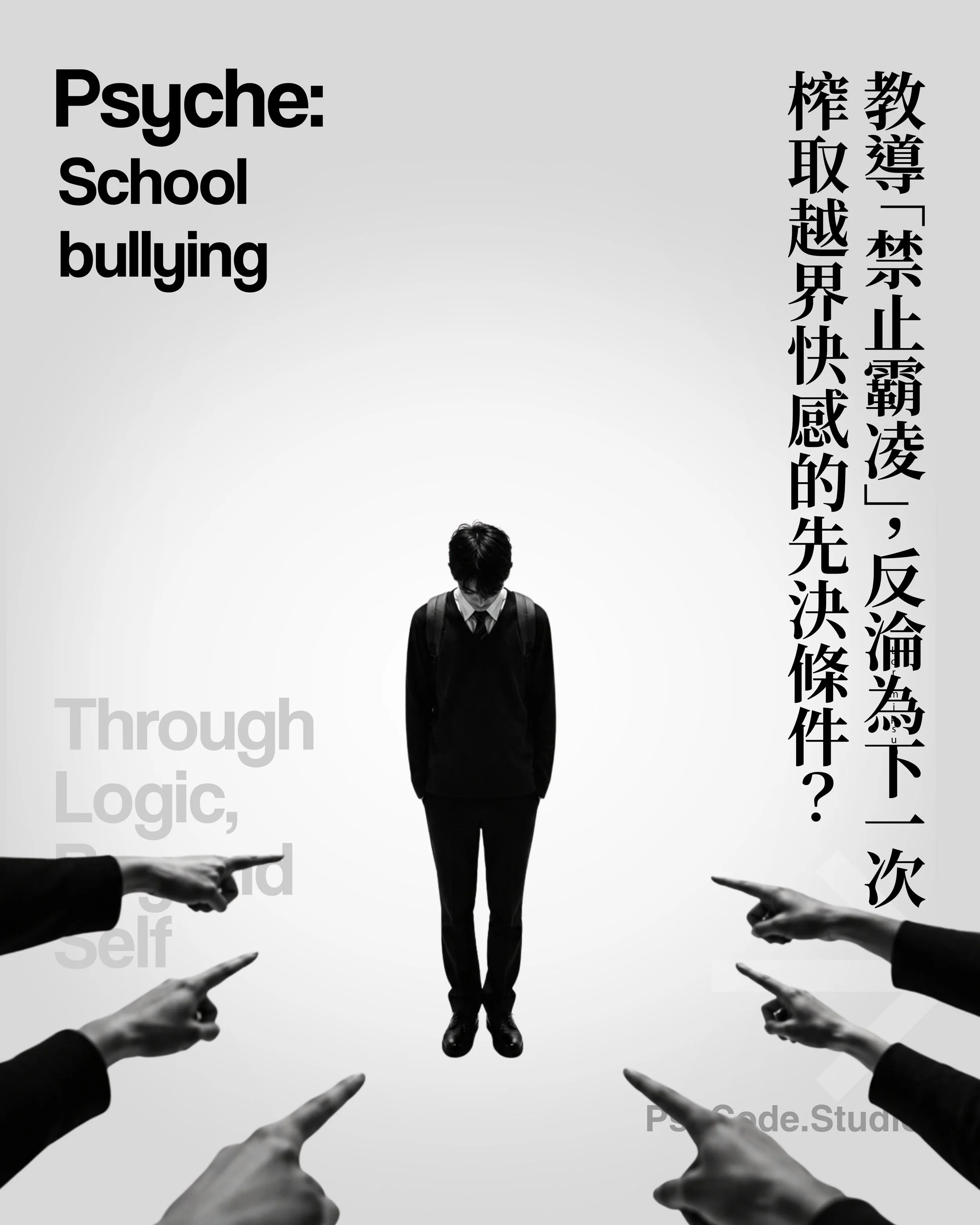 【PsyCode: 規訓的殘酷反噬：為何教導「禁止霸凌」，反而淪為下一次榨取越界快感的先決條件？】

道德的悖論：當「不懂尊重」成為廉價的遮羞布
我們時代最大的教育迷思之一，便是將人際間的殘酷與霸凌，輕易地歸咎於「道德認知的匱乏」。每每校園或職場中爆發群體排斥與暴力事件，機構的直覺反應總是啟動一套陳腔濫調的修補機制&mdash;&mdash;推動尊重教育、要求加害者「換位思考」。然而，這些奠基於啟蒙理性的道德勸說，往往會在現實中遭遇挫敗。當體制不斷強調並教導「不准霸凌」，暴力不僅沒有消失，那些嚴