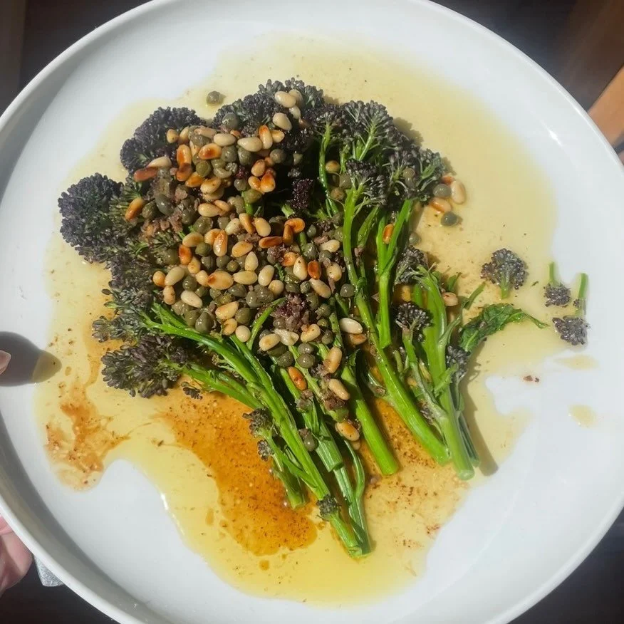 A literal perfect mouthful. 

Brown butter ( ✅ ) with capers ( ✅ ), anchovies ( ✅ ), and pine nuts ( ✅ ) &hellip;..need we say more