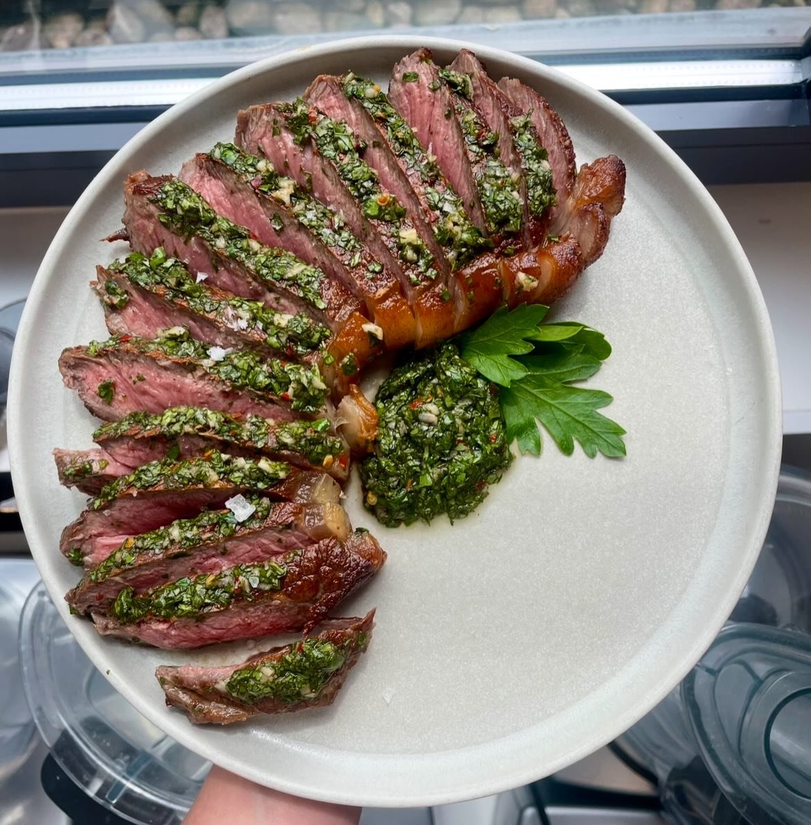 A baaaanging steak from @hgwalter with a super punchy chimmichuri. When the produce is this good, you genuinely don&rsquo;t need anything else on the plate.